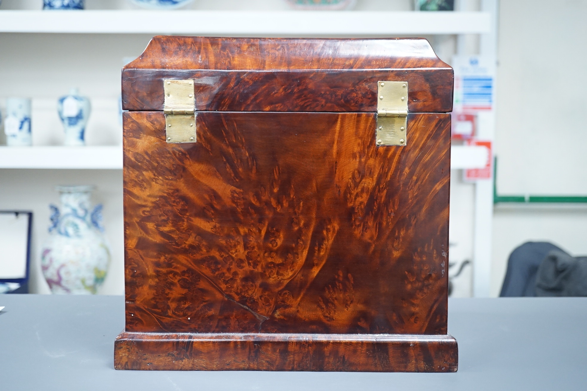 A Chinese burrwood scholar's cabinet, 19th century